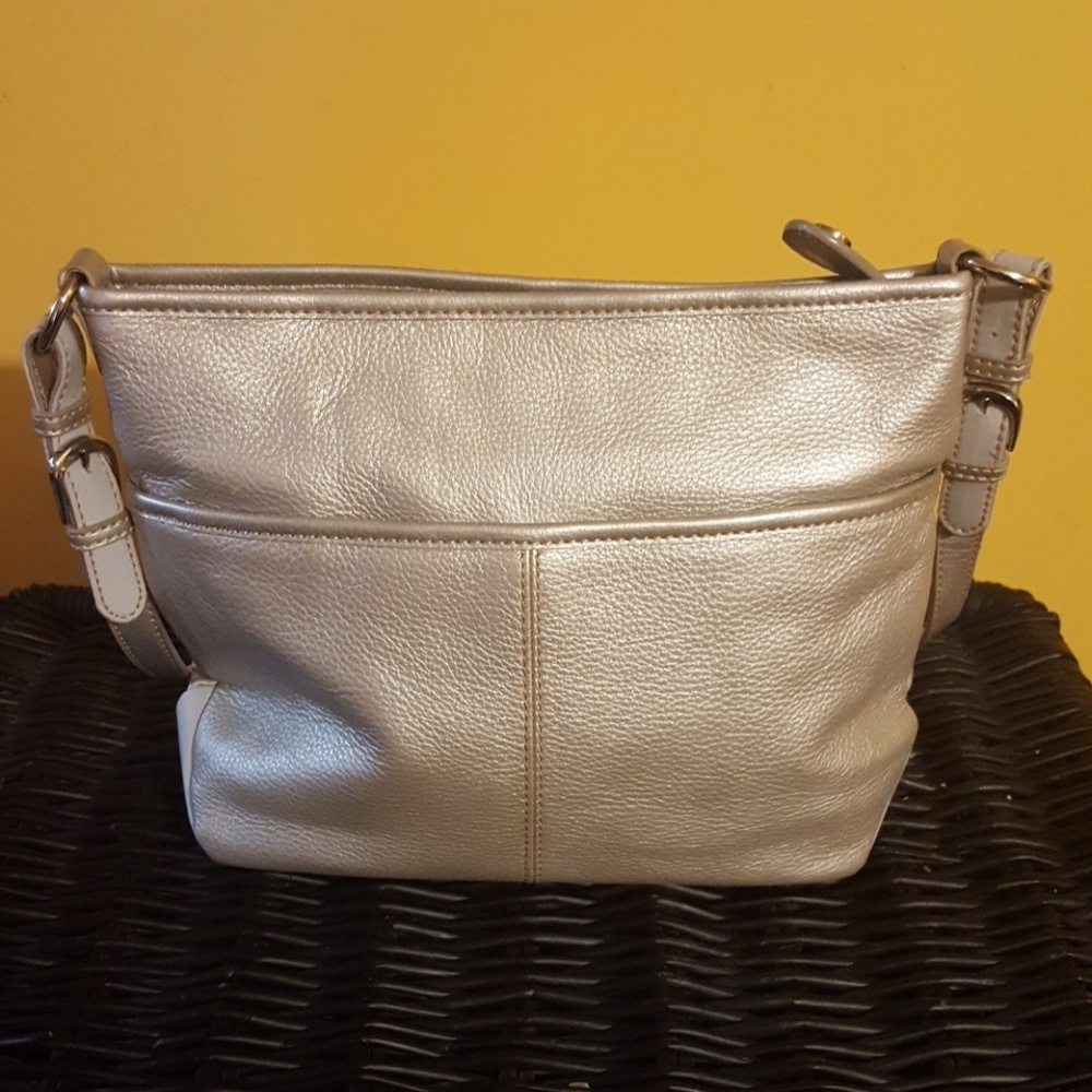 The Sak Silver Metallic leather shoulder bag